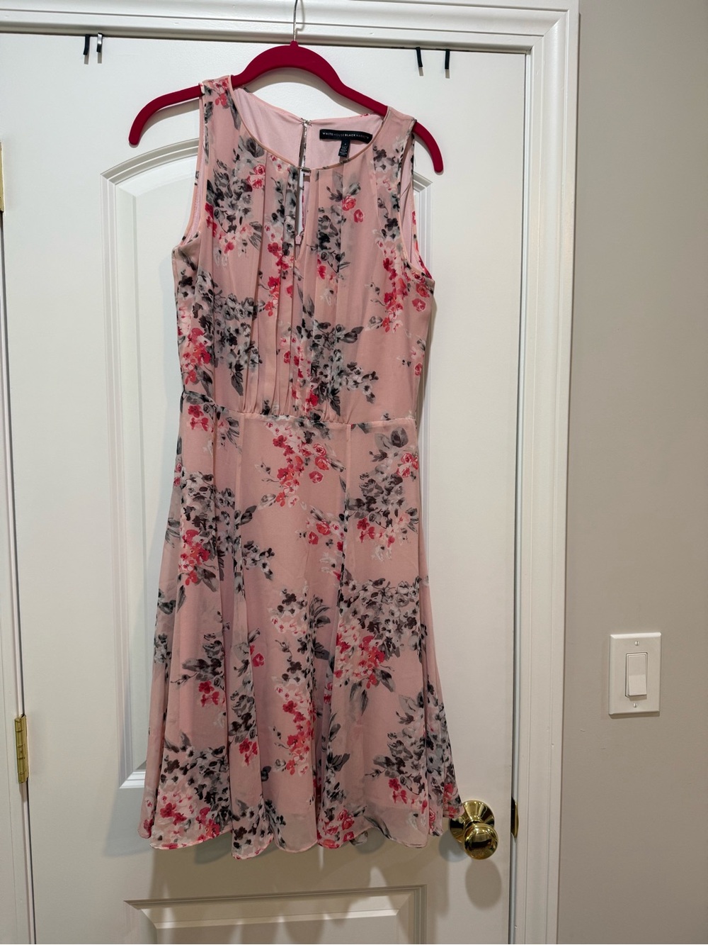 White House Black Market Pink Floral Sleeveless A-Line Dress